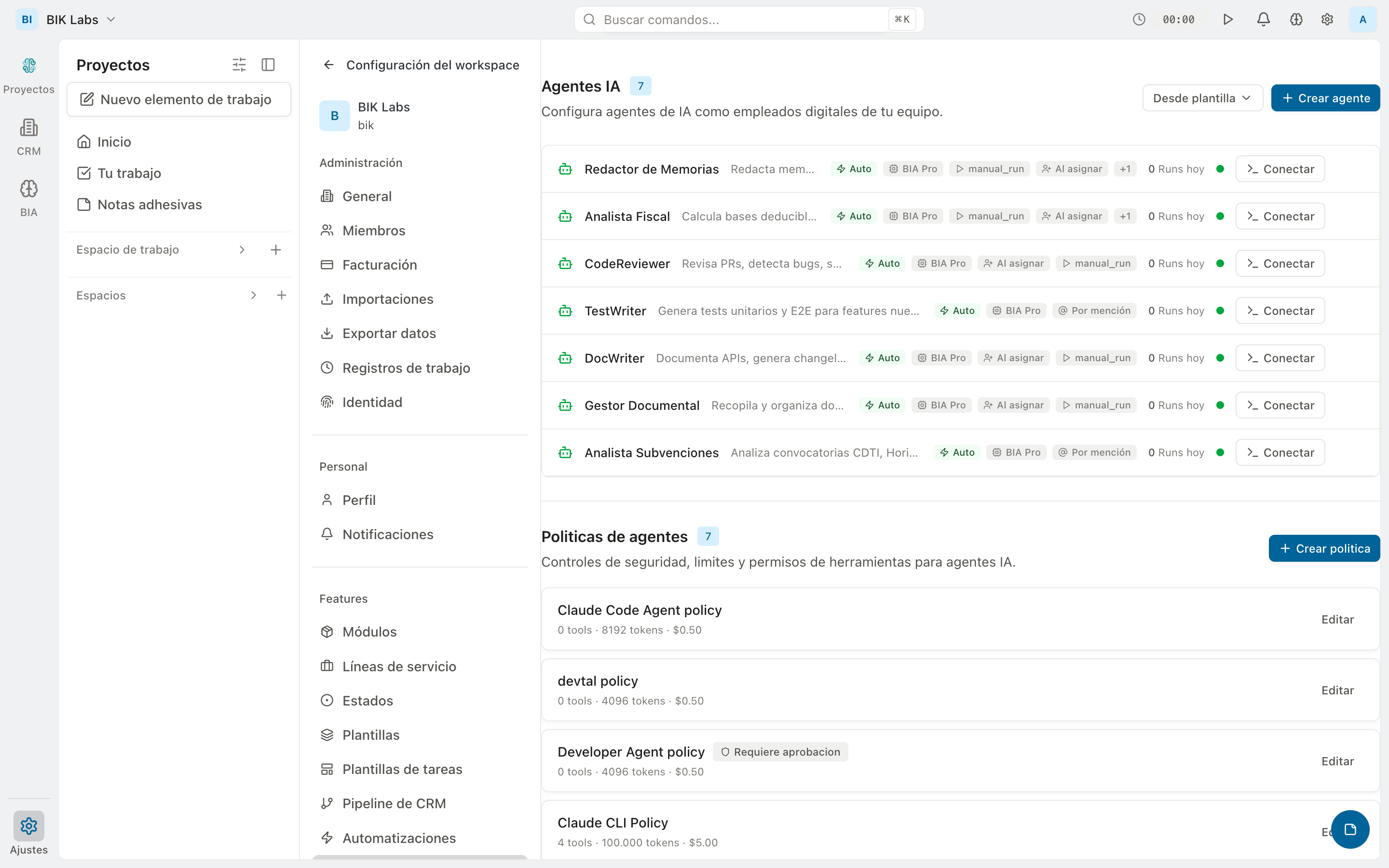 Agentes internos — Ejecución sin código